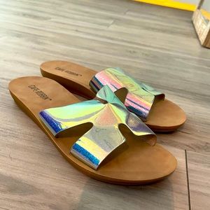Iridescent Holographic Glitter Sandals